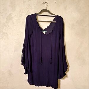 Dark Blue Boho Tunic Dress